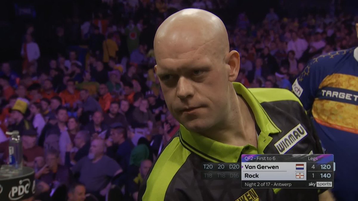120 FINISH! Beautiful stuff from Michael van Gerwen as he pins the Shanghai finish to move 5-1 ahead of Rock. 📺 #PLDarts | QF2