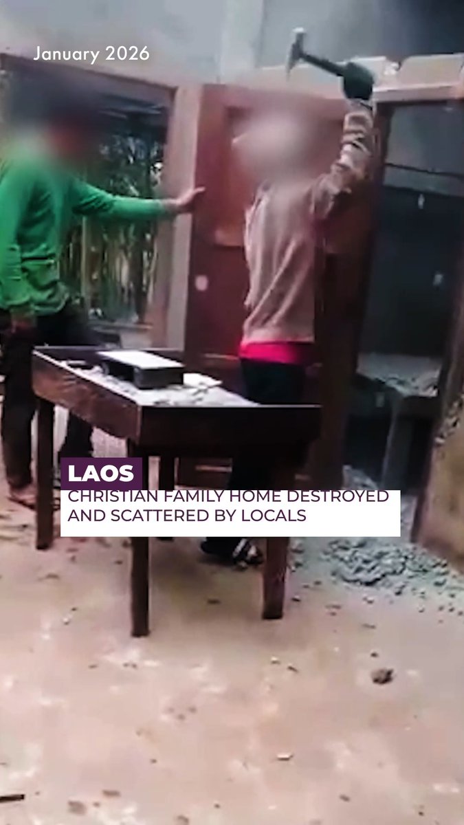 This is the shocking moment last month when a family’s home in #Laos is destroyed and their possessions scattered – all because the father, 'Mr Houang', refused to stop attending church. They have been driven from the community and are currently staying in temporary shelter outside the village. Please pray for this dear family as they recover from the awful attack – that they will be comforted and strengthened, and for their every need to be met. Laos is 28th on the #WorldWatchList. Attacks like this one against Mr Houang and his family are not uncommon, with Christianity often deemed a threat to both Communist ideals and traditional religions.