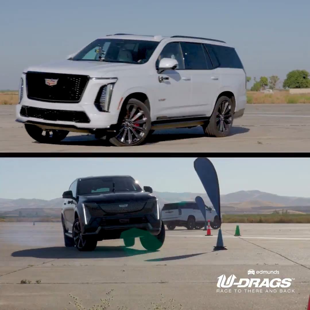 Escalade vs Escalade 682-hp supercharged V8 vs 750-hp duel electric motors The Edmunds U-Drags race: the ultimate test of handling and performance