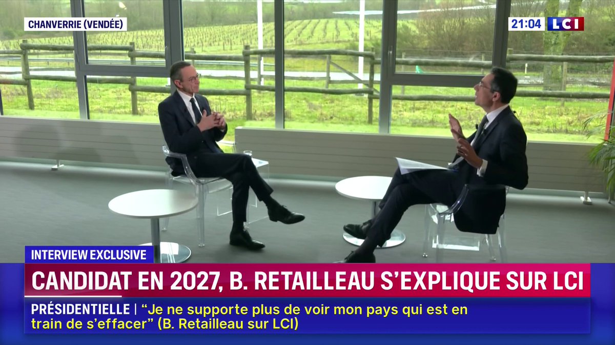 🔴 Présidentielle 2027 : "Je ne veux pas faire de marketing. Si je me présente, c’est pour dire la vérité. Je ne ruserai pas, je ne tricherai pas en cherchant à séduire les Français par des artifices de communication", déclare Bruno Retailleau ▶️ Darius Rochebin
