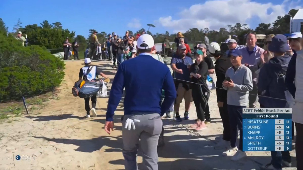 This fan's reaction after Rory McIlroy tossed him a golf ball. 🥹🙌 Lifelong memory made at the AT&T Pebble Beach Pro-Am.