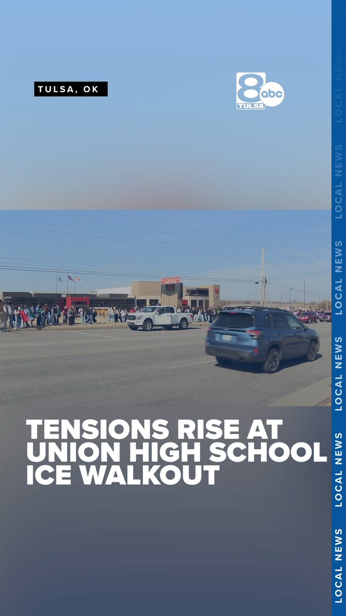 Tensions rise at a Union High School student ICE walkout when a driver gets out of his truck in front of student protestors. It’s not known why the driver got out, but it appears the individual gets back in the truck after talking with an officer at the walkout.