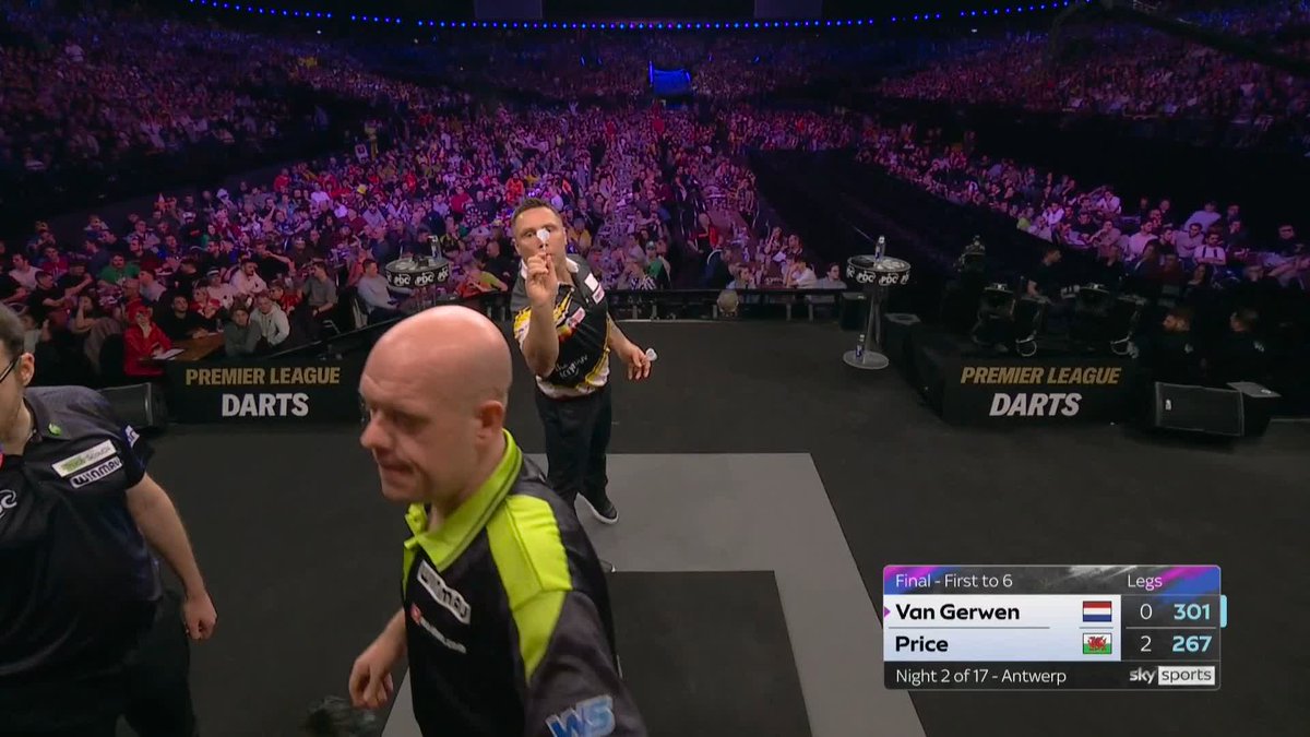 167 FROM VAN GERWEN!! It's been a sluggish start to this final for Van Gerwen - but he is AWAKE now! Huge finish 🔥 📺 #PLDarts