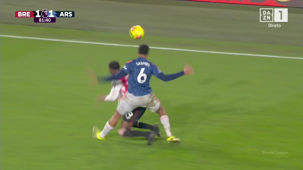 This should be a second yellow for Gabriel. Seems like a straight forward decision. Very lucky to escape being sent off.