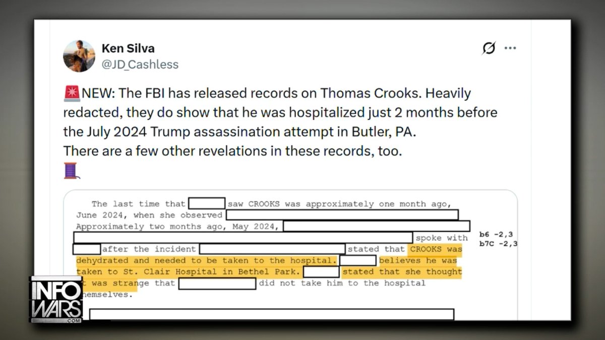 BREAKING EXCLUSIVE: New Heavily Redacted FBI Records Reveal That Thomas Crooks Was Hospitalized Just 2 Months Before The Trump Assassination Attempt In Butler, PA, And The Documents Detail How A Suspicious Van Was Searched By The Bomb Squad! Headline USA Editor Ken Silva Breaks Latest Developments On Thomas Crooks, The Pentagon’s Obstruction Of Rep. Eric Burlison’s Visit to Area 51 And MORE! Ken Silva