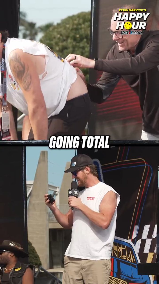 Cleetus McFarland brought his friend Squirrel and Kevin Harvick autographed his tattoo. 😂