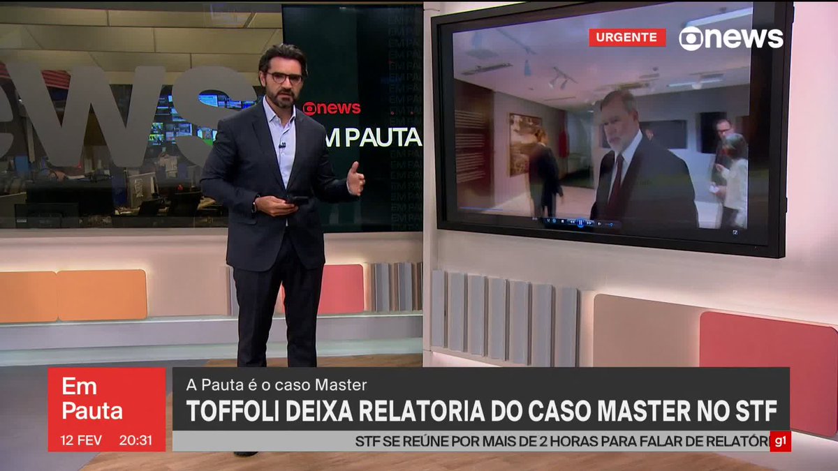 Toffoli deixa a relatoria do caso Master no STF e diz: "Tudo unânime". ➡️ Assista à #GloboNews: #EmPauta
