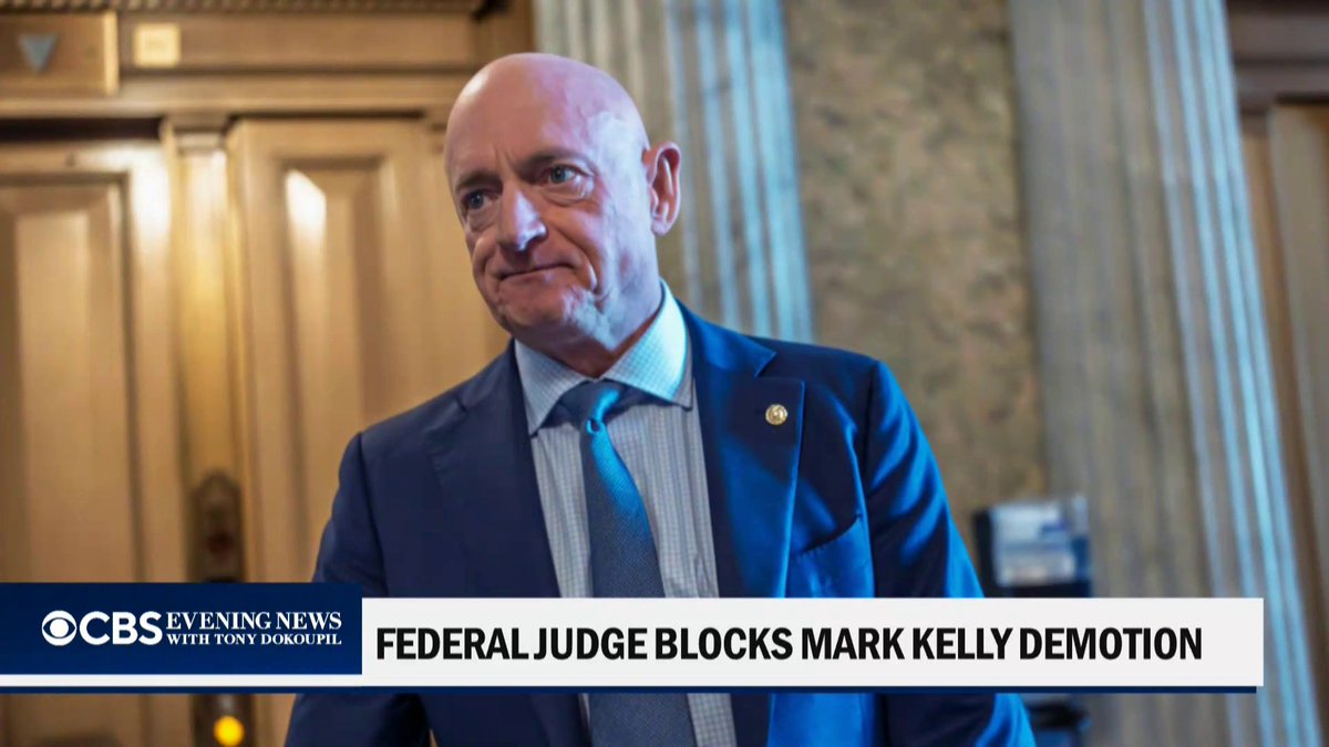 A federal judge blocked the Pentagon from downgrading the military retirement rank and pay of Sen. Mark Kelly over a video he and five other Democrats recorded last year that reminded service members they can refuse to follow illegal orders.