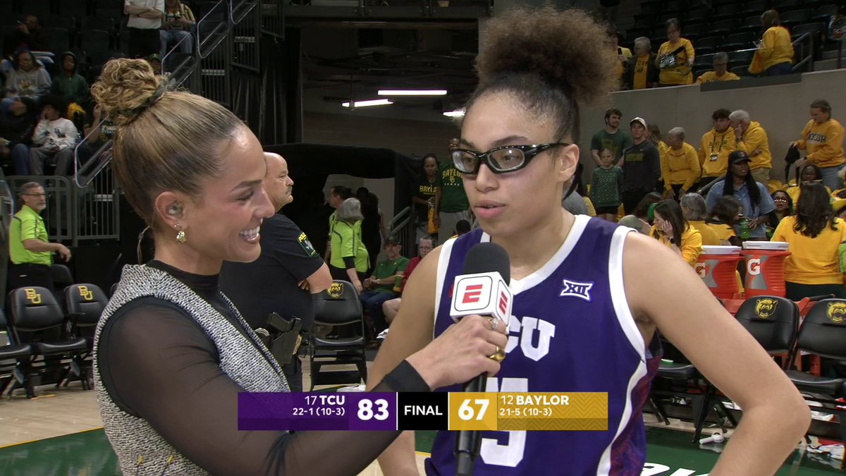 "This is why we play basketball, for moments like this." Olivia Miles and the Horned Frogs got a big road win over No. 12 Baylor 💥