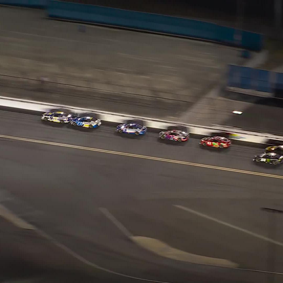 It's Chase Elliott at the line! He wins Duel 2 at Daytona International Speedway.