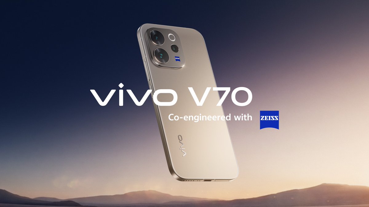 ดีไซน์แข็งแกร่ง ทันสมัยทุกมุมมองกับ vivo V70 สี Alpine Gray ✨ ผสานขอบเครื่องอลูมิเนียมเกรดอากาศยาน และมาพร้อมกล้องซูเปอร์เทเลโฟโต้ ZEISS ความละเอียด 50MP เสกช็อตสวยขึ้นกล้อง ดั่งลูกรักพระเจ้า