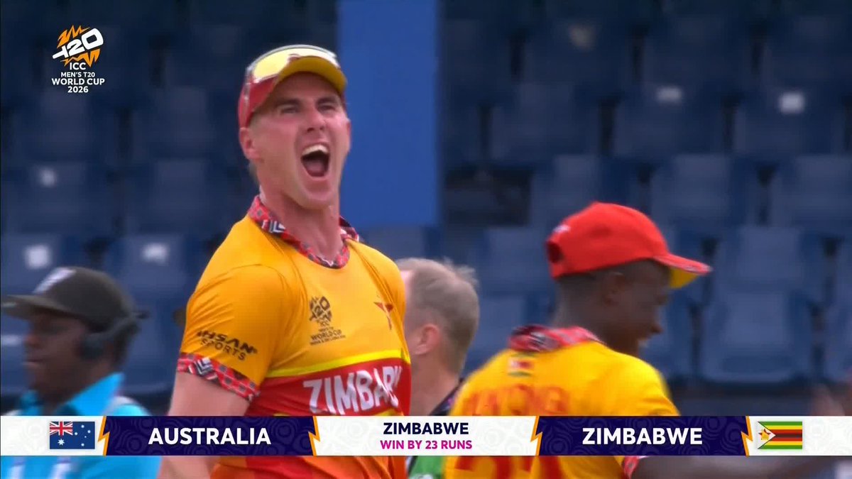 Celebration time! 🎉 The moment Zimbabwe clinched another famous victory over Australia 🇿🇼