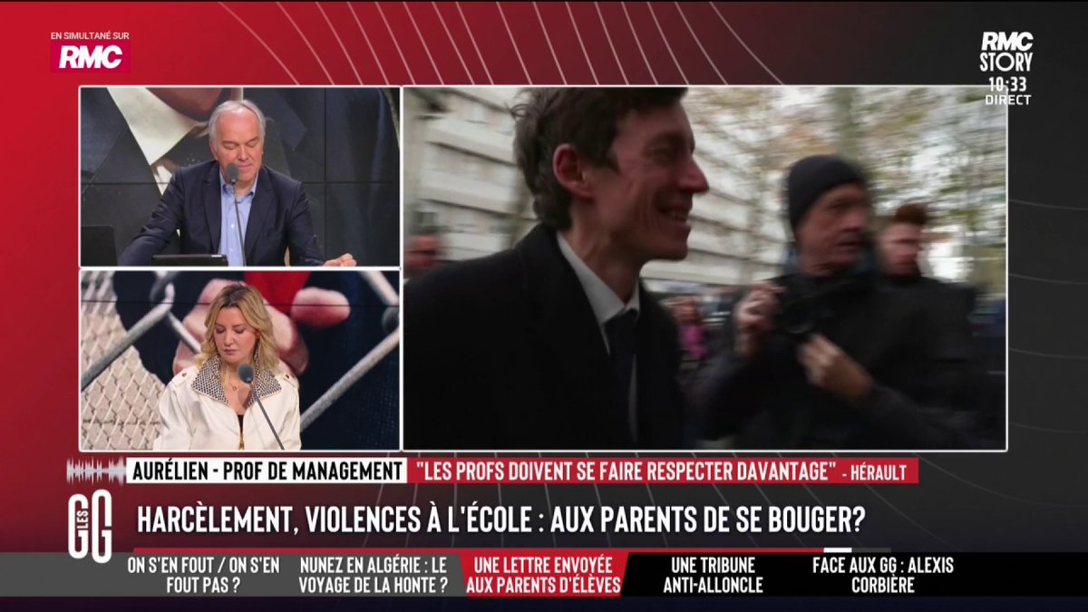 🚨 Le ras-le-bol d'Aurélien, prof de management, au 3216 : "J'enseigne en terminale. On n'évalue plus l'orthographe et la grammaire. La calculatrice est obligatoire au bac, on ne fait plus de calcul mental. Et les devoirs à la maison ne sont plus obligatoires." #GGRMC
