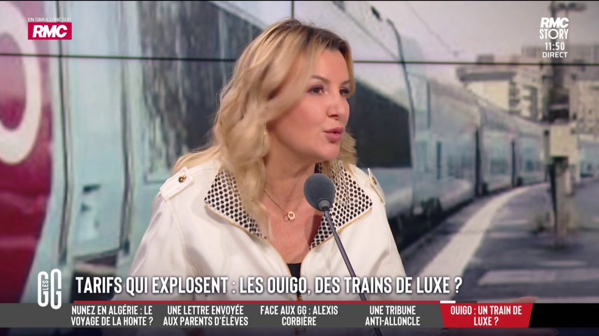 🚆 Les Ouigo, offre low cost, ont augmenté de 75% en moyenne en 7 ans. Scandaleux ? 🗣️ Sandrine Pégand : "C'est le grand foutage de gueule. Les rames inconfortables, t'as pas de prises, t'as pas de poubelles, t'as pas de restau, t'as pas de bar." #GGRMC