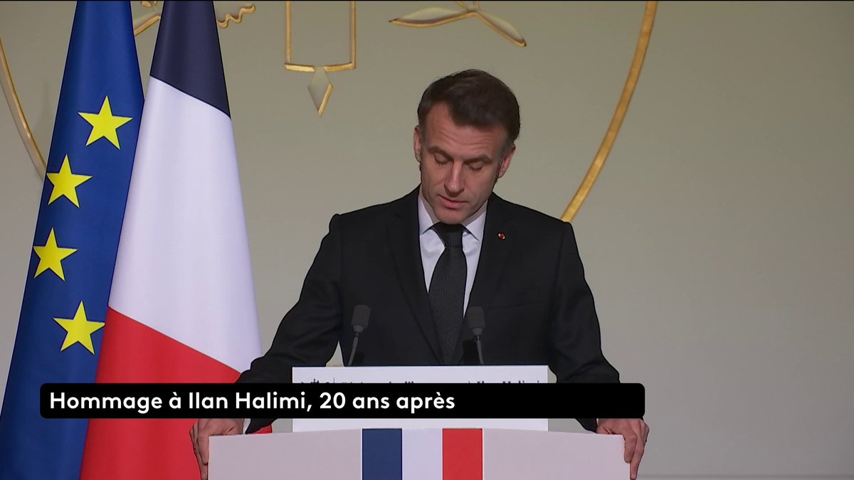🔴 "Ilan Halimi était juif, et c'est parce qu'il était juif, que depuis 20 ans, il manque à tout le monde", déclare Emmanuel Macron. 20 ans jour pour jour après le décès d’Ilan Halimi, torturé à mort par le "gang des barbares", un hommage lui est rendu à l'Élysée. #canal16