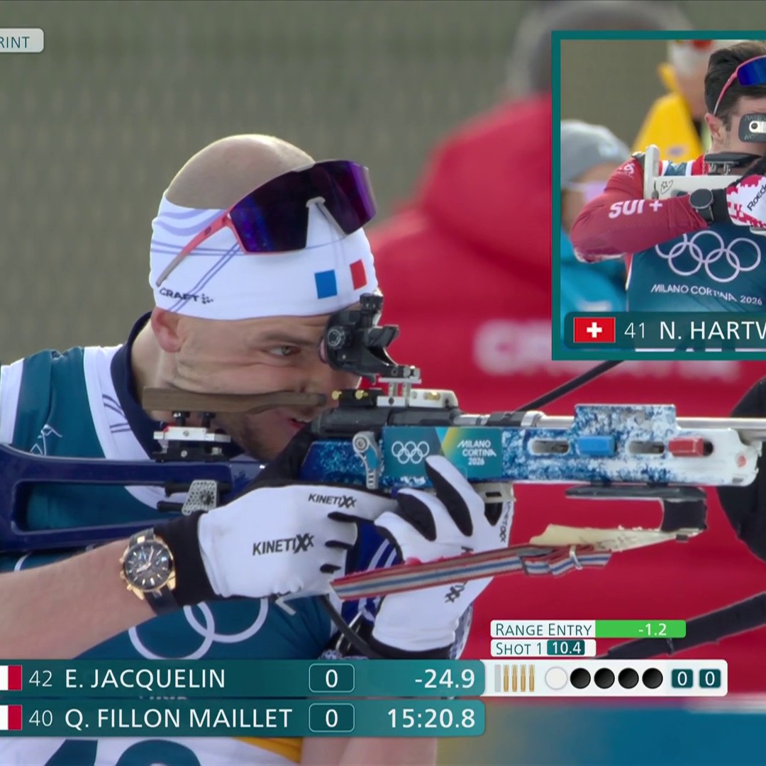 Emilien Jacquelin 🇫🇷qui sort un tir debout monumental en 16 secondes 😱 Horrible pour Milou’ qui termine 4ème pour 0.2 secondes 💔😭