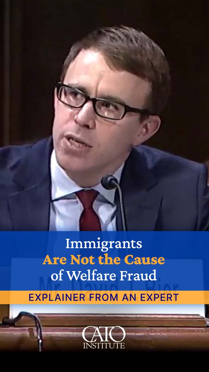 “Although welfare fraud is a serious problem, immigrants aren't to blame,” states Cato’s David J. Bier before the Senate Judiciary Subcommittee. Non-citizens account for just 5% of welfare fraud losses, research shows.