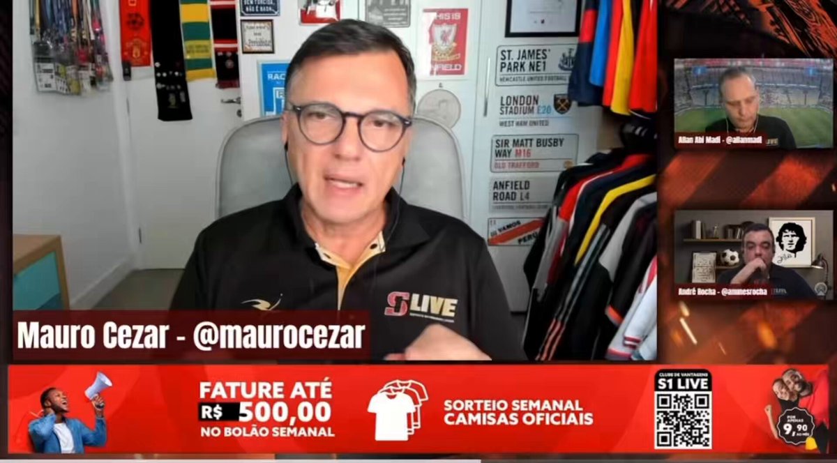 Mauro Cézar aponta o tratamento desigual da imprensa e da torcida quando Flamengo, Palmeiras e Corinthians vencem mesmo jogando mal. 🎥 S1 Live (YouTube)