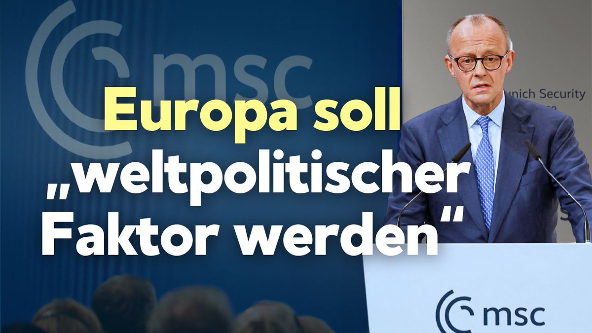 Die Münchner Sicherheitskonferenz, das nach Davos weltweit zweitwichtigste Treffen zu sicherheitspolitischen Fragen, startete in diesem Jahr mit der Rede von Bundeskanzler Friedrich Merz. Ein starkes Europa soll zu einem „weltpolitischen Faktor mit eigener sicherheitspolitischer Strategie“ werden, sagte Merz. Die internationale Ordnung, die bisher auf Rechten und Regeln beruhte, sei bedroht. Rund 1.000 Teilnehmer, darunter circa 60 Staats- und Regierungschefs sowie Führungspersönlichkeiten großer internationaler Organisationen, konferieren zu sicherheitspolitischen Fragen.