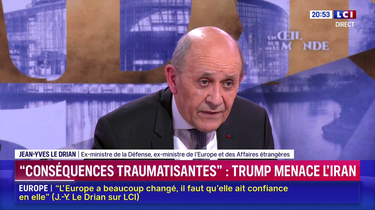 🗣️ "Si les négociations avec l’Iran ne fonctionnent pas, on fait quoi ? On intervient militairement… pour faire quoi ? Je ne crois pas qu’une intervention aérienne, avec des frappes, puisse aboutir à un changement de régime" : Jean-Yves Le Drian