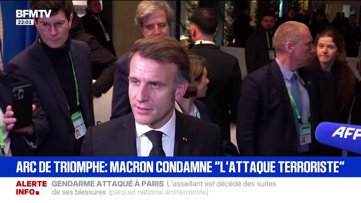 🔴 Gendarme attaqué à Paris ➡️ Emmanuel Macron "condamne cette attaque terroriste"