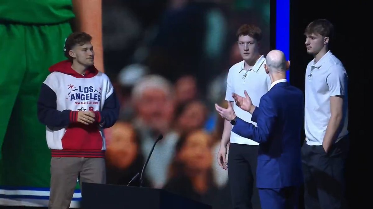 Adam Silver, Cooper Flagg, Kon Knueppel and Jesser preview live "POV Mode" at 2026 NBA All-Star Technology Summit.
