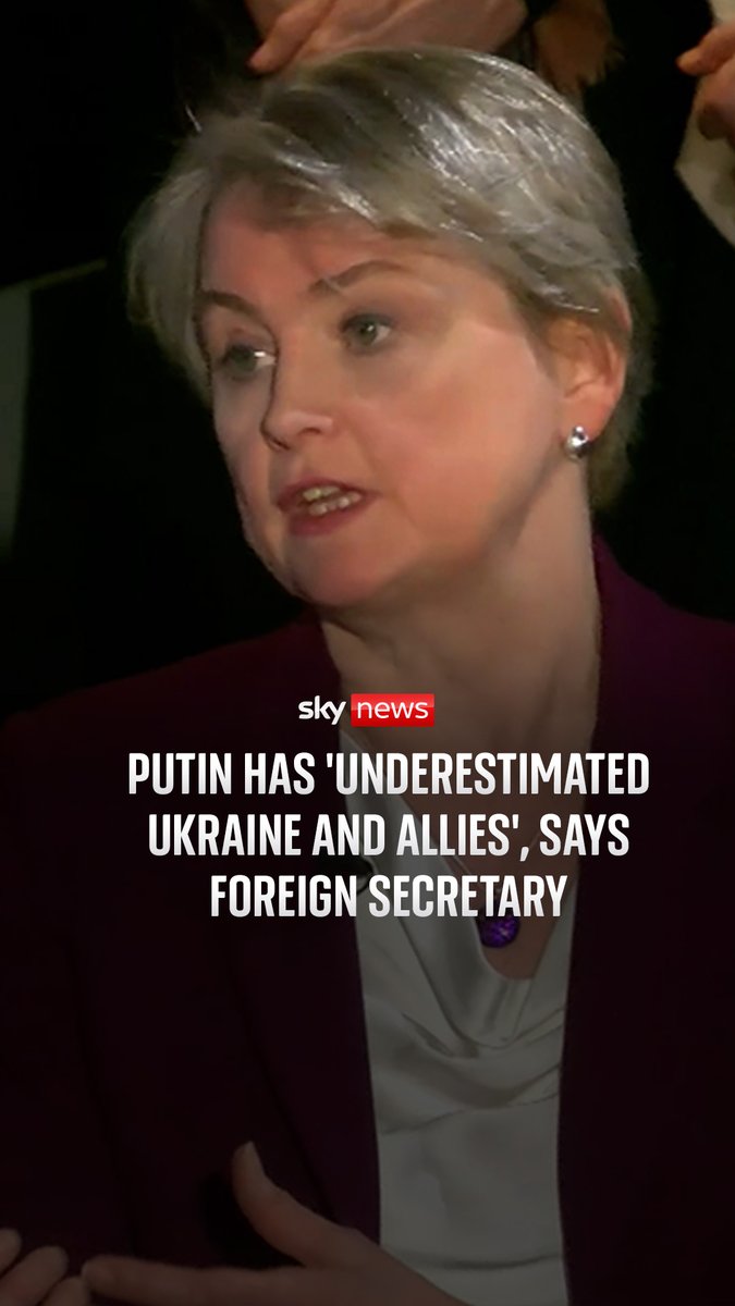 Foreign Secretary Yvette Cooper tells Sky's Deborah Haynes that Russian President Vladimir Putin has "underestimated" Ukraine and its allies. Cooper spoke at a panel event on security guarantees for Ukraine at the Munich Security Conference, hosted by Sky's Deborah Haynes.