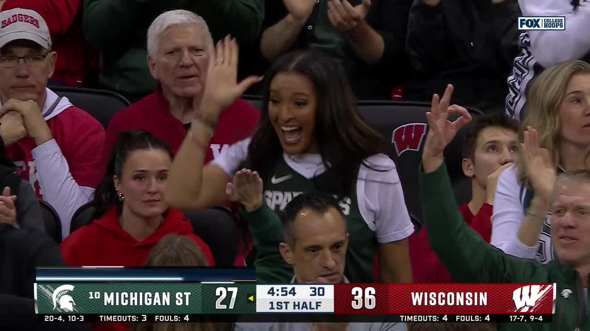 Jordan Scott's mom, Christy Winters Scott, loved this triple ☺️ Michigan State Men's Basketball 📺: FOX