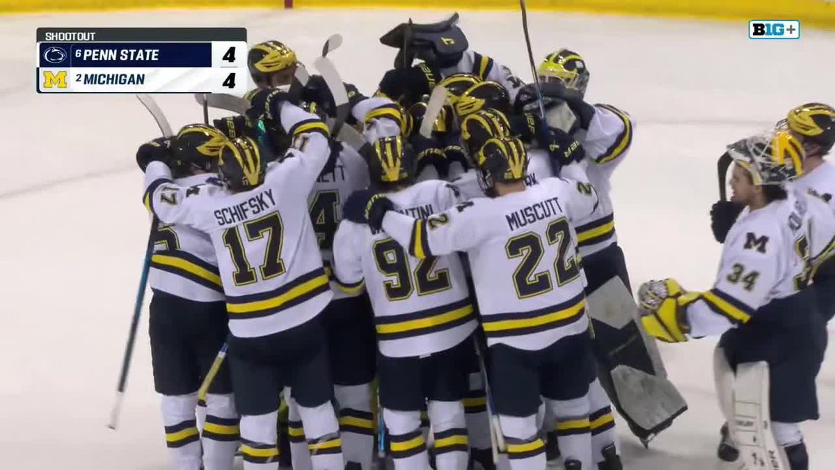 No. 2 Michigan Hockey survives the shootout vs. No. 6 Penn State with three straight saves from Jack Ivankovic 👏