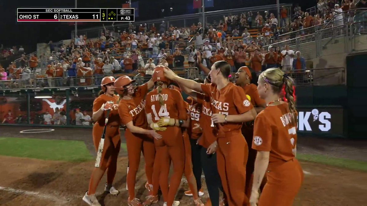 Going. Going. GONE ‼️ Reese Atwood with the GRAND SLAM as Texas puts away Ohio State 😤