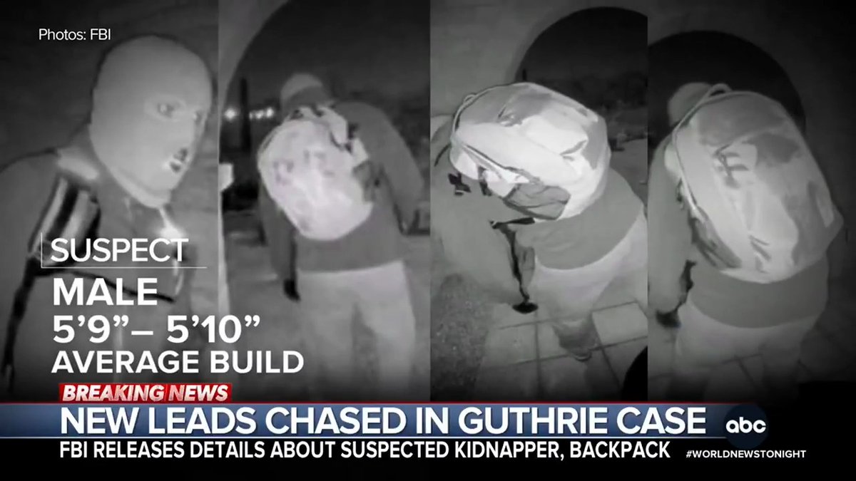 Nearly two weeks after Nancy Guthrie’s abduction, investigators are working to unmask the suspect seen in chilling surveillance video – describing him as 5'9" - 5'10" tall with an average build. Reporting from Tucson, Aaron Katersky has the latest.