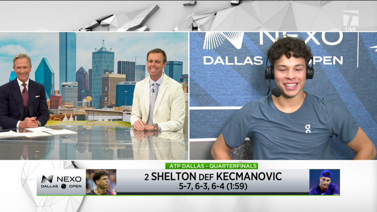 “I’ve never seen Sam with so much style.” Ben Shelton isn’t letting Sam Querrey’s white suit off the hook 😂 #DALOpen
