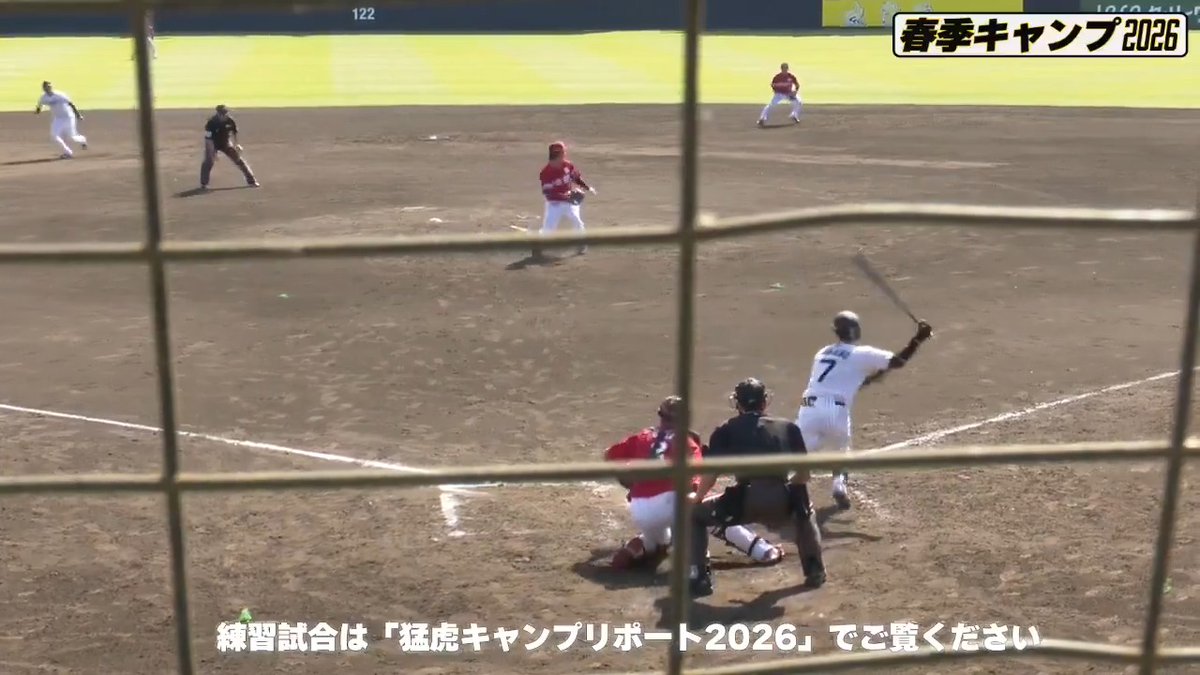 【宜野座】 5回裏、中野選手に快音！ライト前に運びリードを広げる！ 虎テレでは春季キャンプをライブ配信