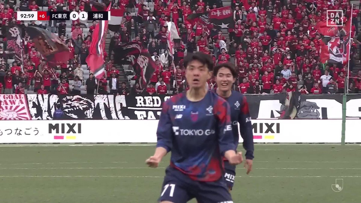 挨拶代わりのスーパーゴラッソ🔵🔴 後半ATに左サイド橋本健人のクロスを 山田楓喜が素晴らしいトラップから左足ボレー! FC東京が土壇場で追いつく! 🏆 明治安田J1百年構想リーグ 🆚FC東京×浦和 📱DAZN ライブ配信中 #Jリーグ #だったらDAZN