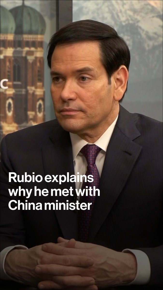 US Secretary of State Marco Rubio explains why he met with China's Foreign Minister Wang Yi, as he speaks to Bloomberg News Editor-in-Chief John Micklethwait at the Munich Security Conference