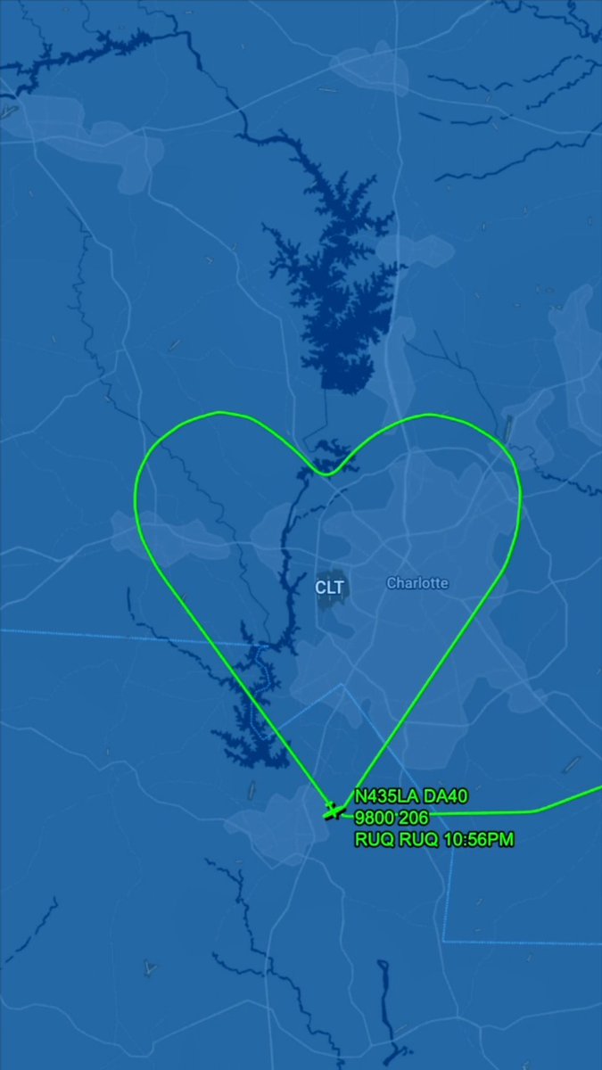 For those watching the radar, consider this our Valentine to CLT. 💕✈️ Much love to Michael Byler and Carolina Aviators Network for helping bring this flight path art to life.