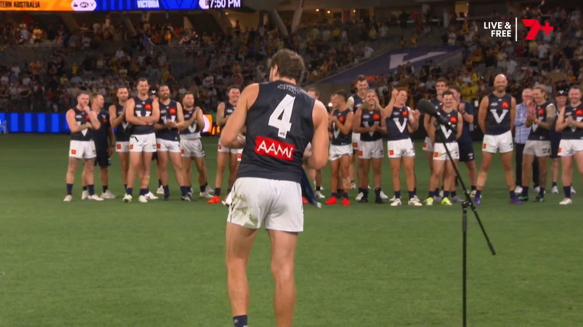 "We really appreciate you having us here. We can't wait to run this back." 🗣️ Marcus Bontempelli to the WA crowd | #AFLOrigin