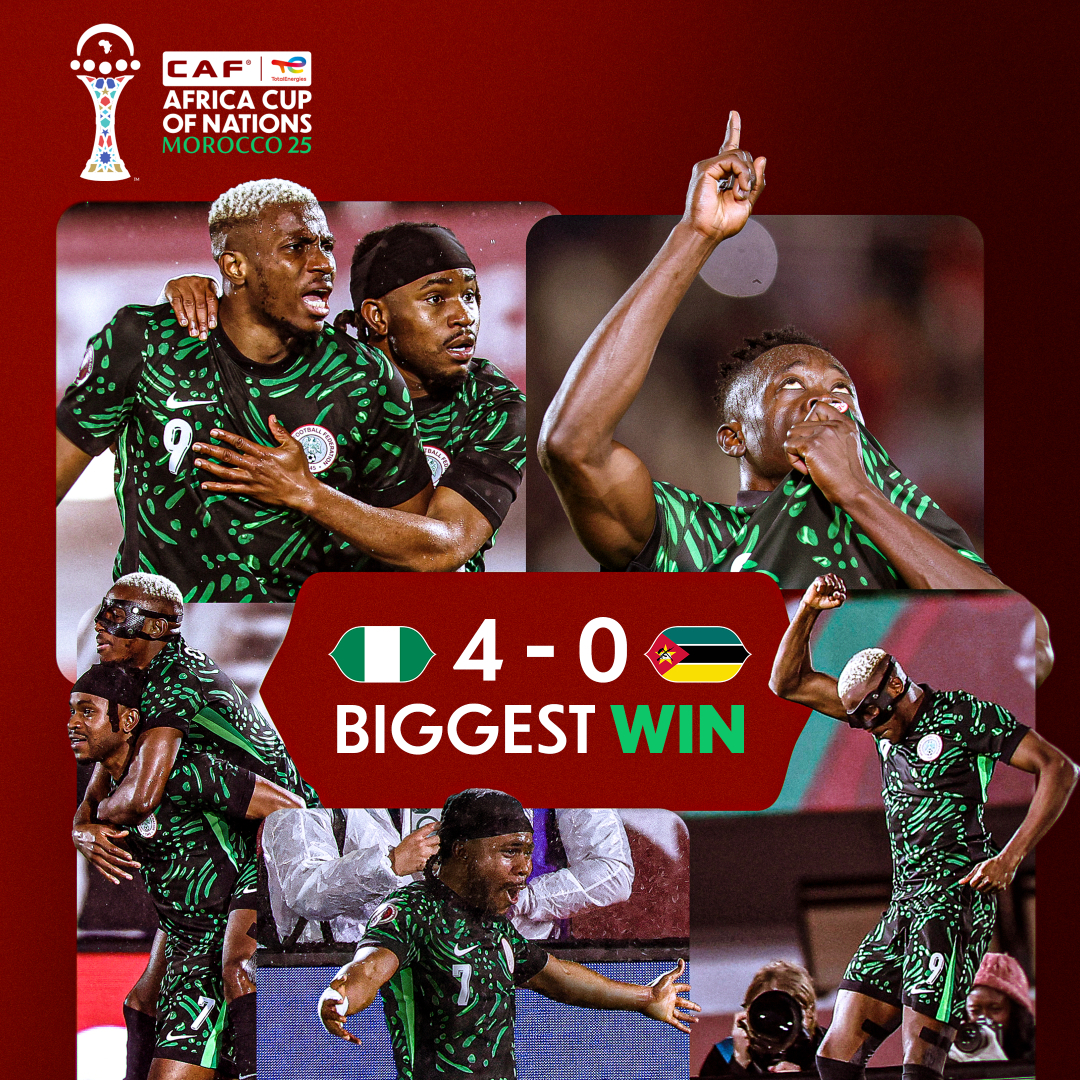 The biggest win of the #TotalEnergiesAFCON2025? Super Eagles. 4–0. 🇳🇬