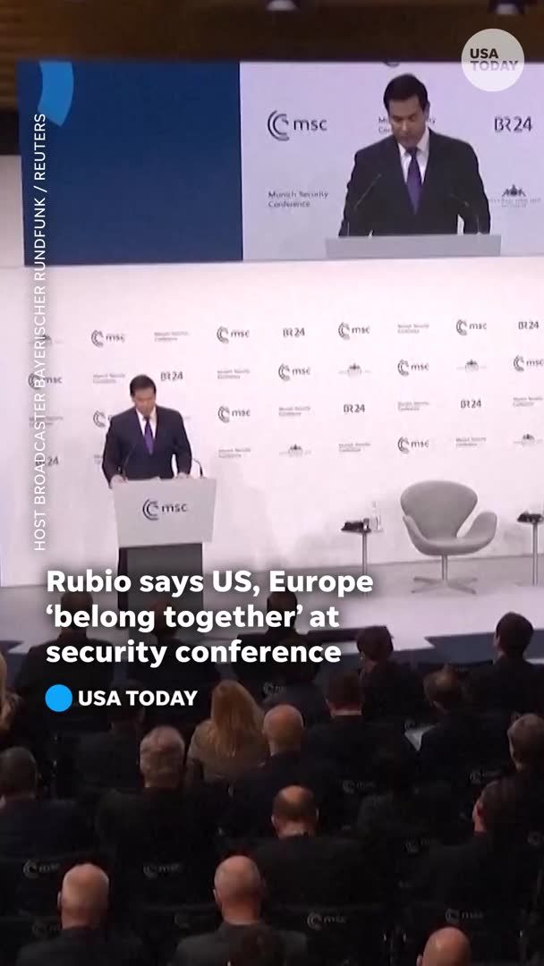 "We will always be a child of Europe.” Secretary of State Marco Rubio struck a conciliatory tone at the Munich Security Conference, saying that the U.S. and Europe "belong together."