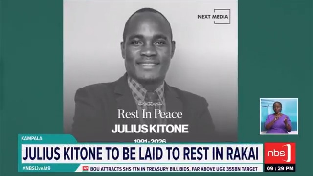 .Next Media is mourning the passing of Senior News Reporter Julius Kitone, who died in a road crash along the Mbarara–Sanga Road. Jamila M. Nuwaha #NBSLiveAt9 #NBSUpdates