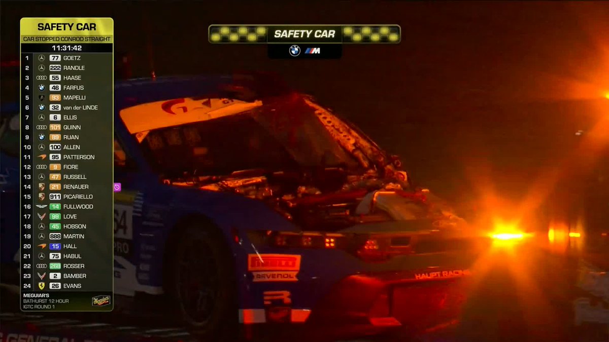Confirmation that the Mustang hit a kangaroo on Conrod Straight. Mies appears shaken - as you would be - but ok. LIVE 📺 #IGTC | #B12Hr 🦘