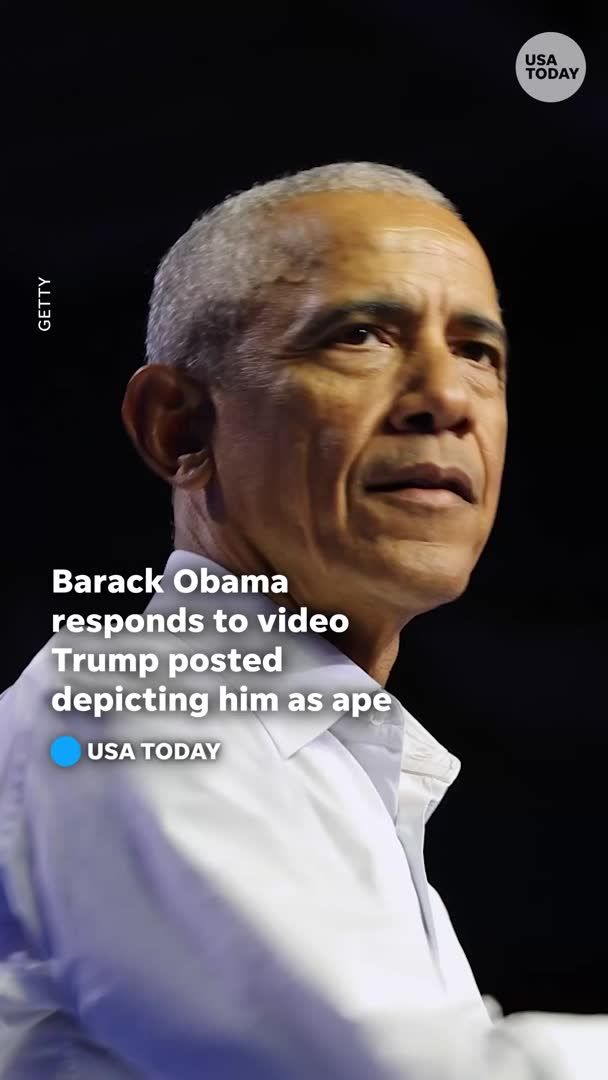 "There doesn’t seem to be any shame." Barack Obama said in an interview that a video President Trump posted that depicted Barack and Michelle Obama as apes was part of a "clown show."
