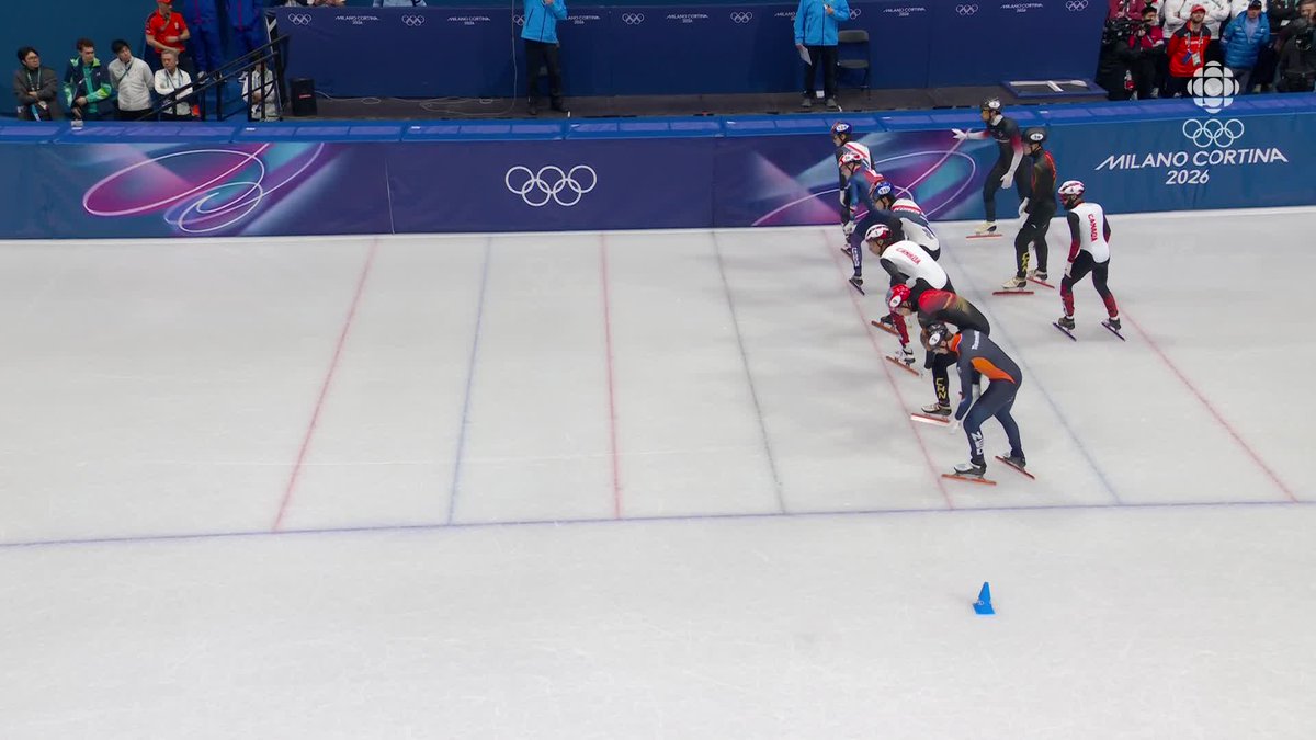 At the 1:39 mark you can clearly see the South Korean skater Shin Dong Min shoulder tackle 🇨🇦William Dandjinou &amp; completely wipe him out of contention... An immediate review circle came out but apparently they deemed this clean... #MilanoCortina2026