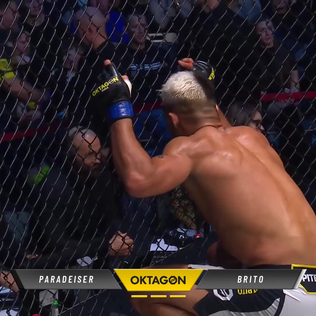 🇧🇷👑 BRITO WINS OKTAGON TITLE 👏 Kaik Brito just landed THIS spinning backfist KO on Rony Paradeiser to win the vacant Oktagon welterweight title at #OKTAGON84. 😳🔥
