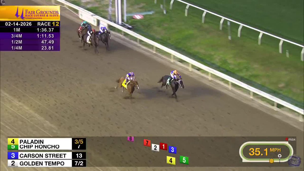 Paladin runs down Chip Honcho to win the Fasig-Tipton Risen Star worth 50 points on the Road to the Kentucky Derby! 🌹