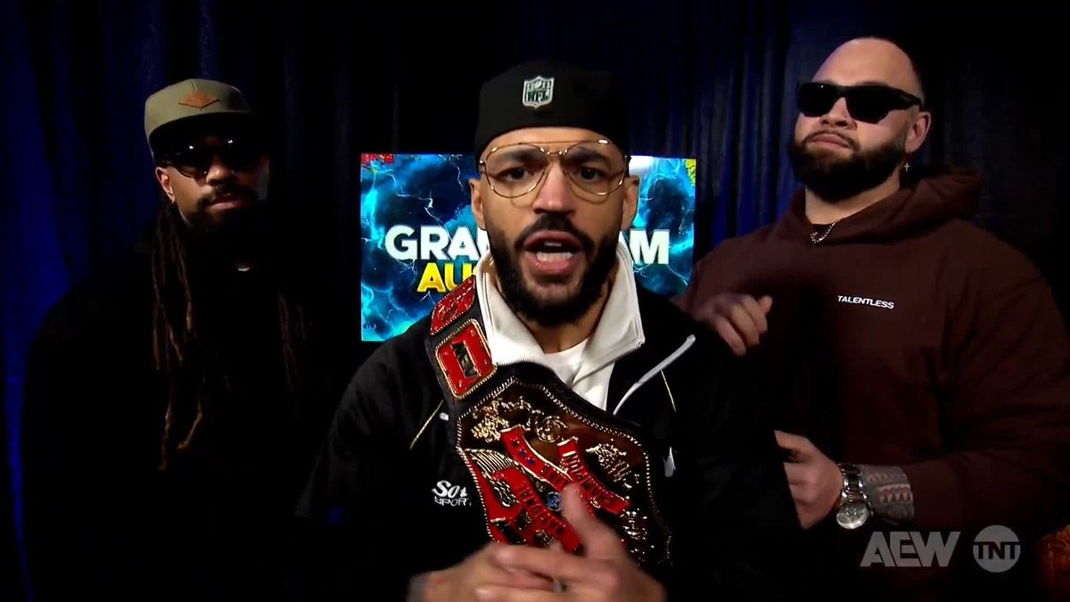 No confusion. No hesitation. The #AEW National Champion @kingricochet puts Jack Perry on notice! Watch #AEWGrandSlam Australia on TNT & HBO Max