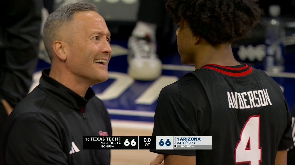 OVERTIME IN TUCSON‼️ Catch the ending of No. 16 Texas Tech - No. 1 Arizona on ESPN and the ESPN App 🍿
