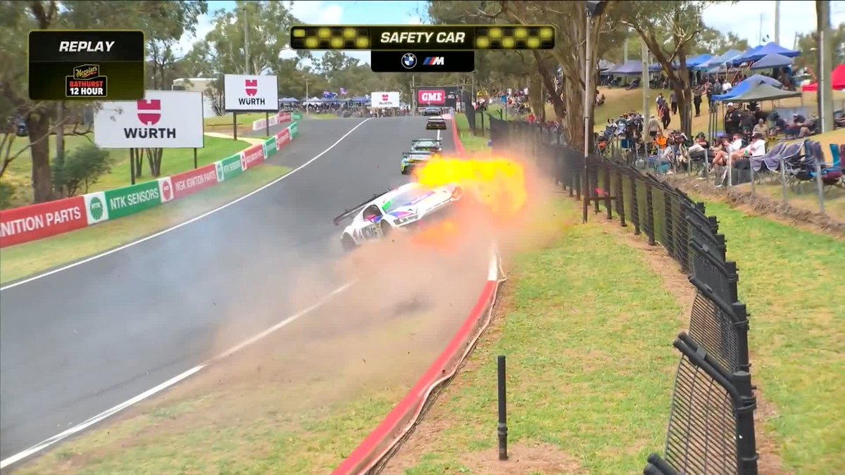 Over the grate and into the wall! James Golding is unhurt but that's day done for BRM's Audi. LIVE 📺 #IGTC | #B12Hr 🦘