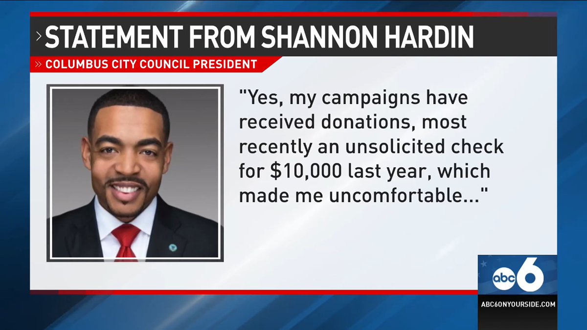Columbus City Council President Shannon G. Hardin has responded to claims he took campaign donations from alleged Epstein co-conspirator, Lex Wexner.