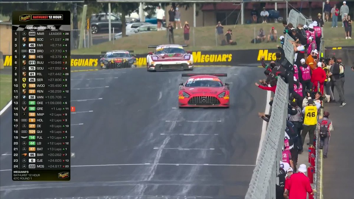 Started last. Finished FIRST! 🏆 GMR, Maro Engel, Maxime Martin and Mik Grenier are Bathurst 12 Hour WINNERS for the first time! It's also Mercedes-AMG Motorsport's first #IGTC win since 2023. #IGTC | #B12Hr 🦘